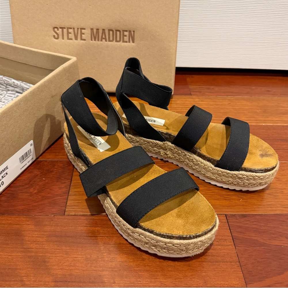 Steve Madden Kimmie Black Espadrille Sandals